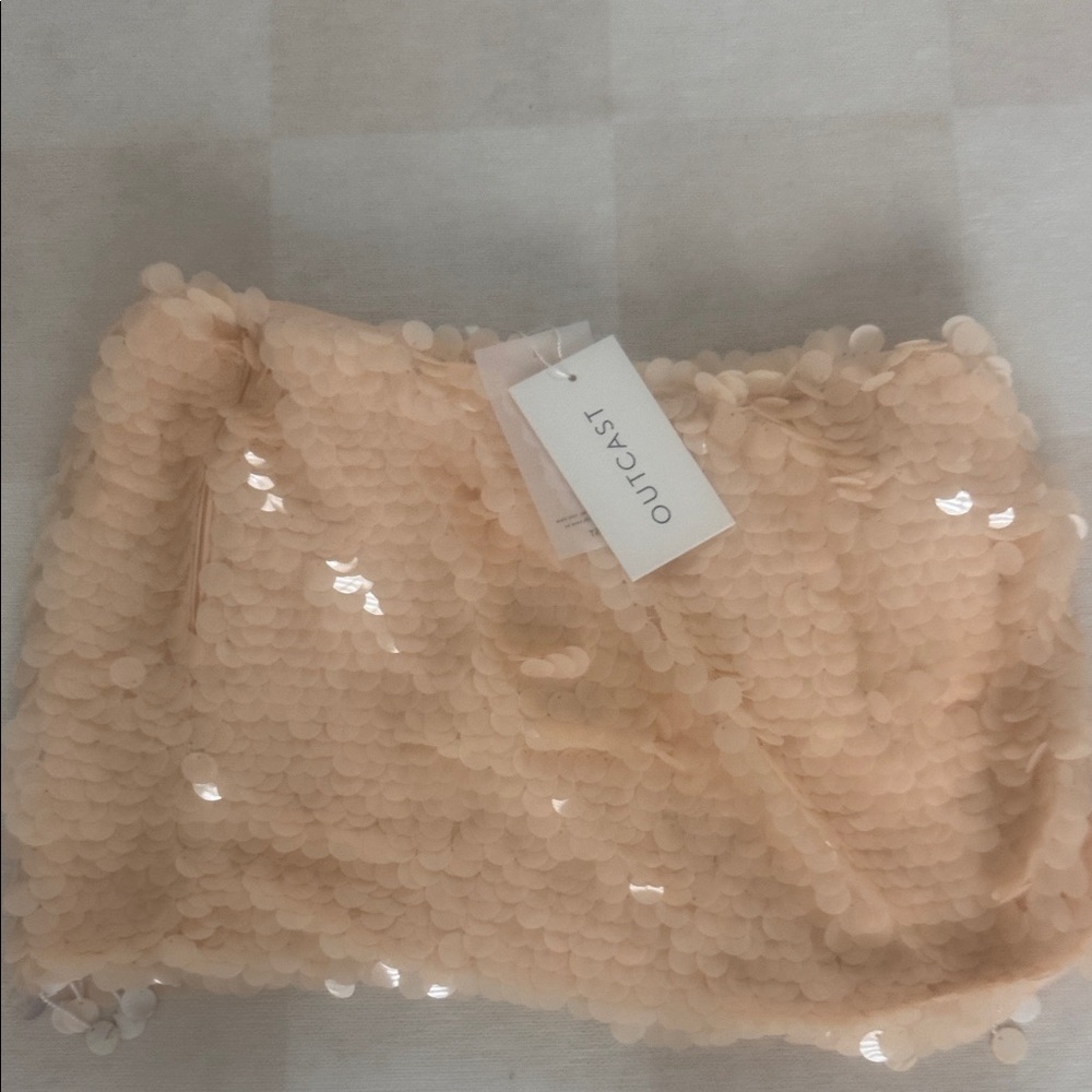 Outcast Cream Sequin Mini Skirt